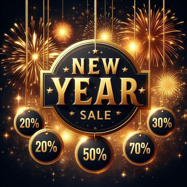 Luxury New Year Sale Promotional banner New Year Sale 30 per off 50 per off 70 per off