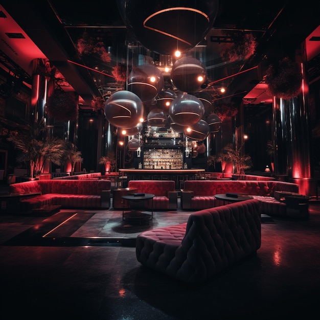 Luxury nightclub features modern decor and lighting equipment