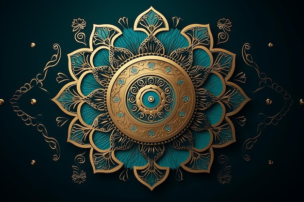 Luxury ornamental mandala background in gold and color design