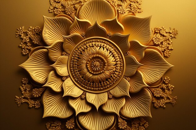 Luxury ornamental mandala design background in gold color