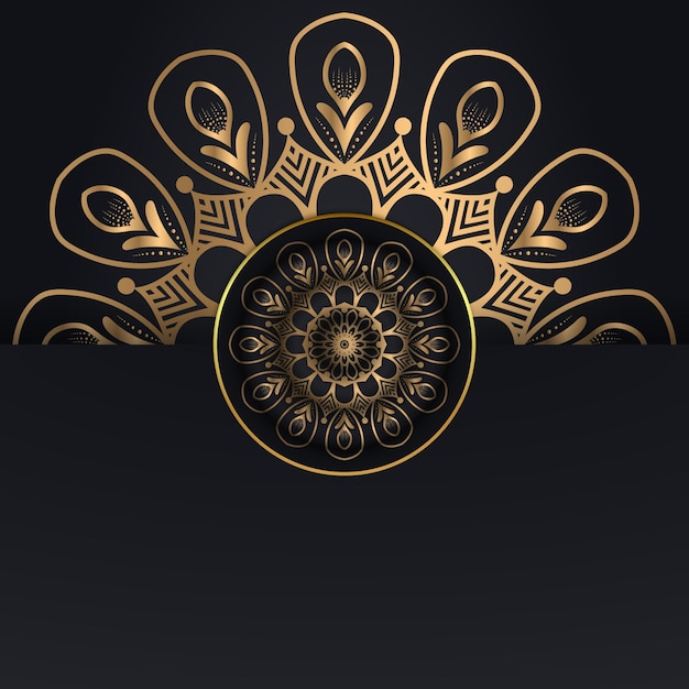 Photo luxury ornamental mandala design background in gold color