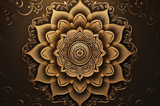 Luxury ornamental mandala design background in golden color