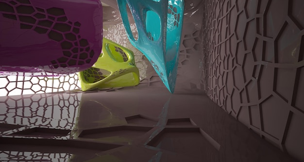 Роскошный параметрический абстрактный архитектурный минималистичный фон Современный выставочный зал Современный