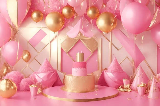 Luxury Party Photos with Pink Gold Background