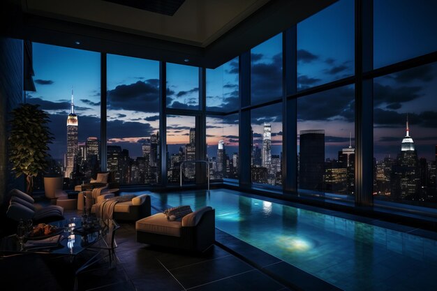 Photo luxury penthouse with rooftop pool ai generated