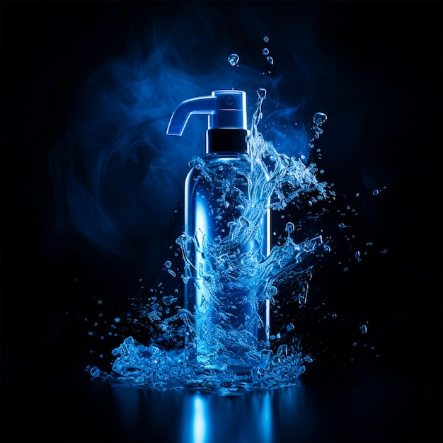 Photo luxury perfume background with bottle with water splash