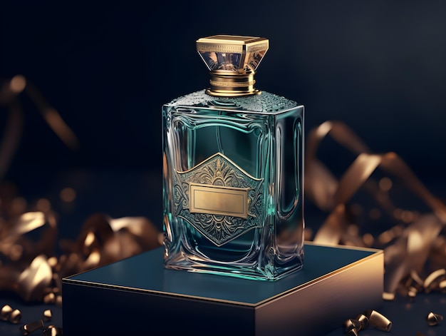 Foto mockup di profumo di lusso con consistenza dorata