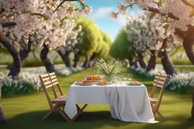 Luxury Picnic in almond trees garden