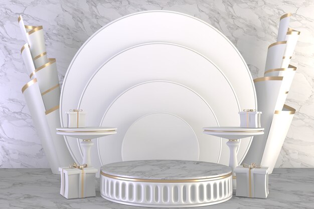 Luxury Podium roman style on white for show product.