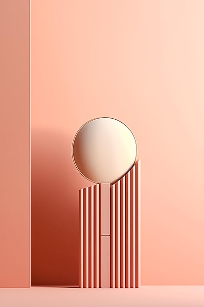 Luxury podium with curtain and ball sphere on beige background ai generated