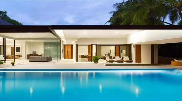 Luxury pool villa spectacular contemporary design digital art real estate home house and property