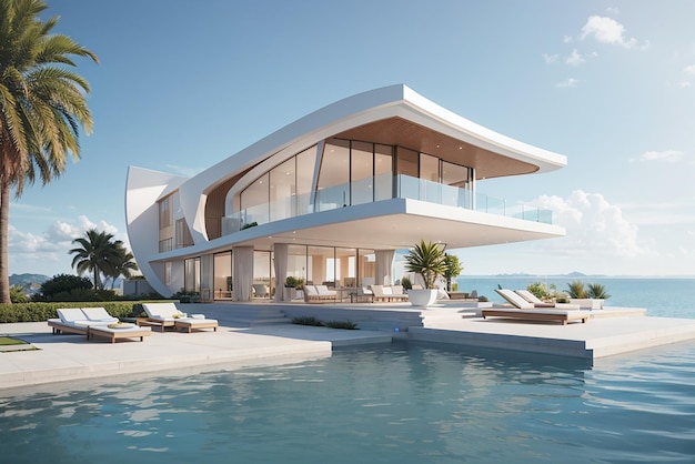 luxury pool villa spectacular contemporary design digital art real estate home house and property