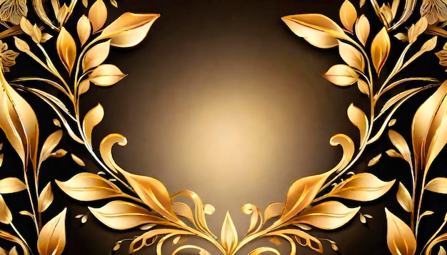 Luxury Premium vector wedding card design with golden leaves