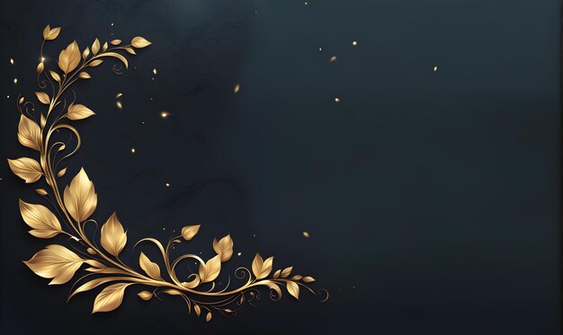 Luxury Premium vector wedding card design with golden leaves