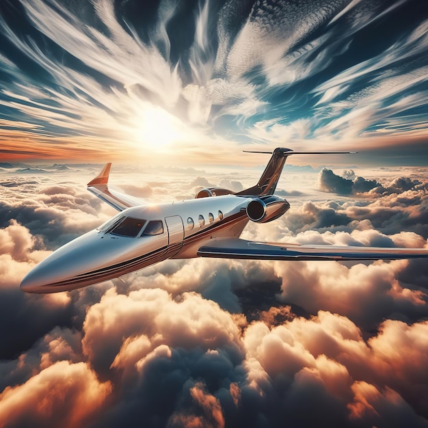 Premium Photo A luxury private jet airplane overflying cloudy skies Premium Photo A luxury private jet airplane overflying cloudy skies