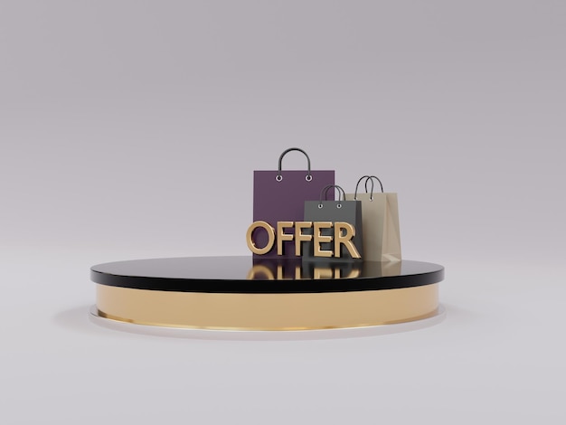 luxury product offer podium with shopping bag