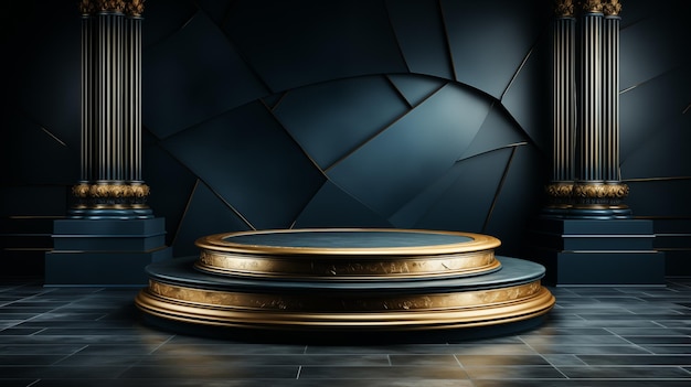 Luxury Product Showcase with Dark Blue and Golden Color