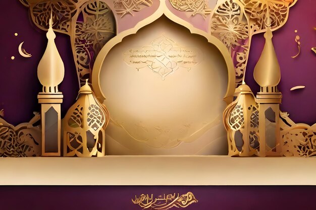 Photo luxury ramadan islamic pattern for iftar invitation with islamic lamp