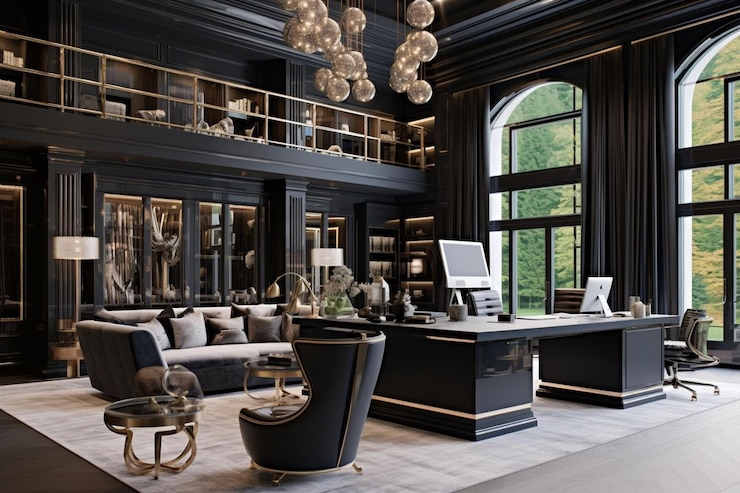 Photo luxury real estate office business office or hospital background