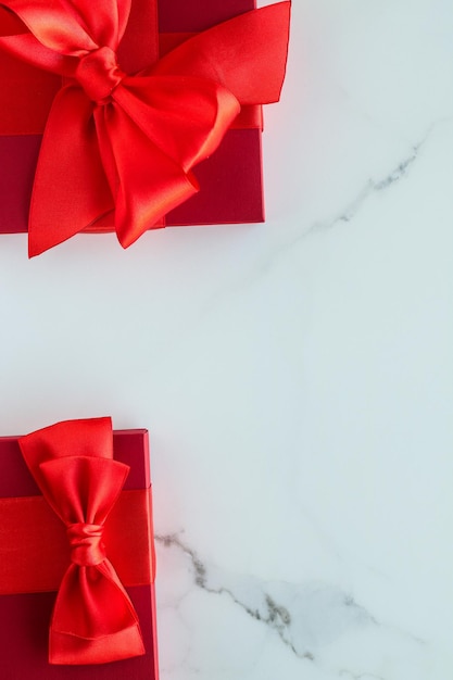 Luxury red holiday gifts on marble