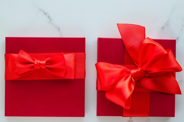 Luxury red holiday gifts on marble