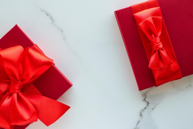 Luxury red holiday gifts on marble