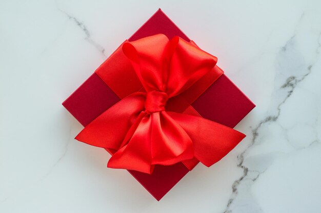 Luxury red holiday gifts on marble