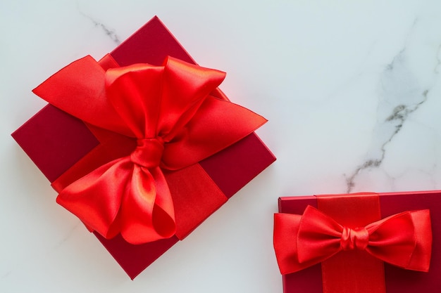 Luxury red holiday gifts on marble