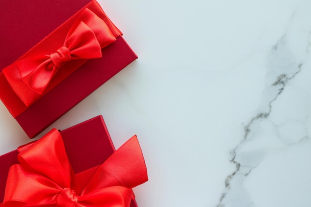 Luxury red holiday gifts on marble