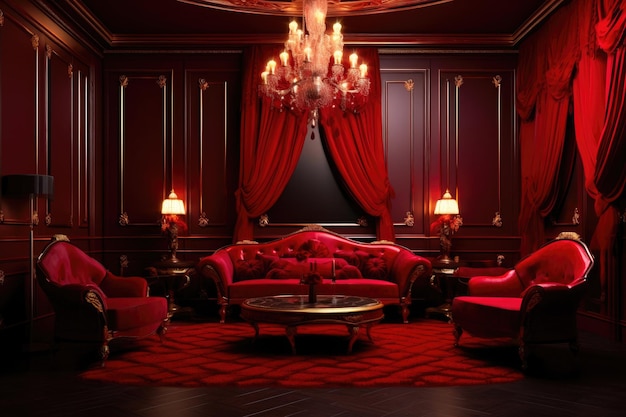 Luxury Red Room Interior