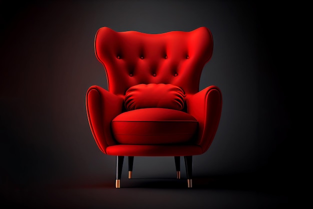 Luxury red velvet armchair Generative Ai