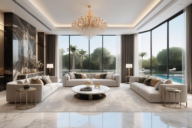 Luxury redefined explore real estate templates and mockups showcasing a modern living room of unrivaled elegance and sophistication