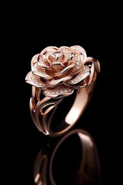 Luxury rose gold jewelry Black background