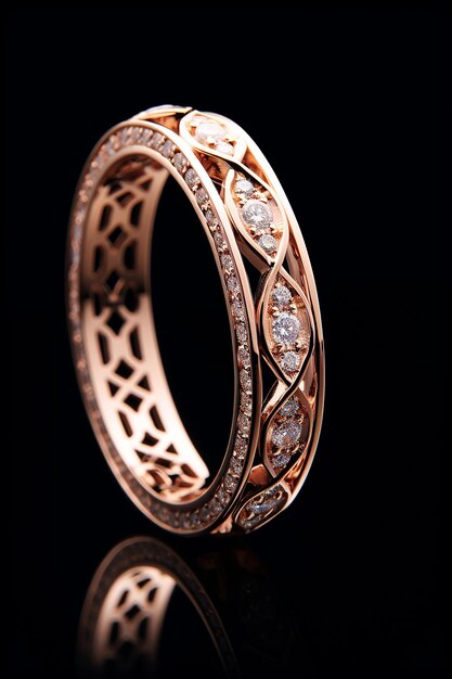 Luxury rose gold jewelry black background