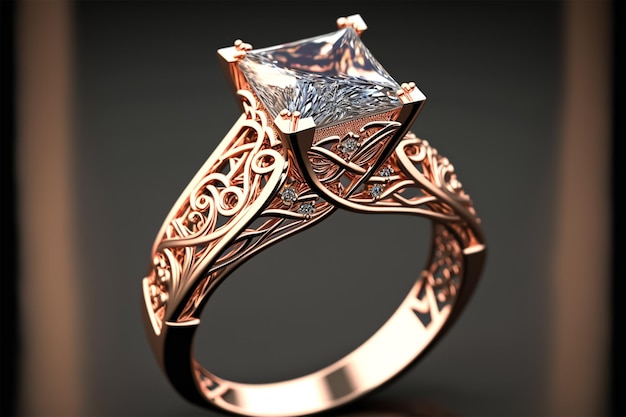 Luxury rose gold with diamond ring