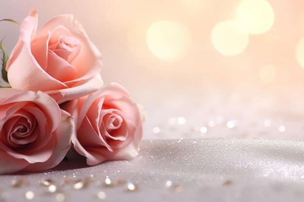 Luxury Roses Background with Copy Space