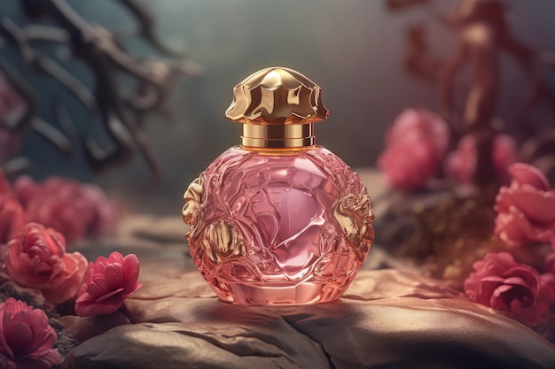 Luxury roses perfume bottle Generate Ai