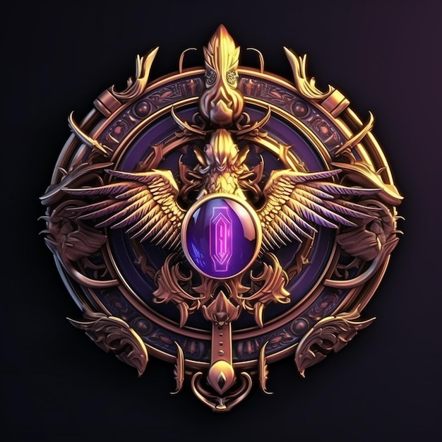 Luxury shield with wings and crystal ball