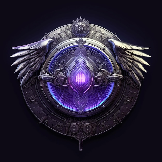 Luxury shield with wings and crystal ball