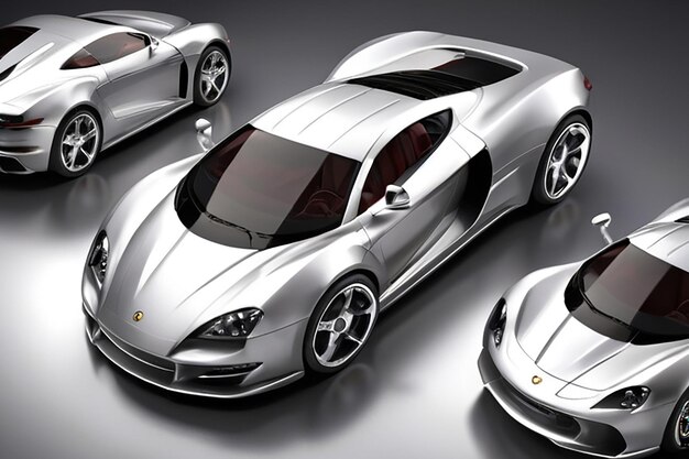 Luxury Silver 3D Sports Car