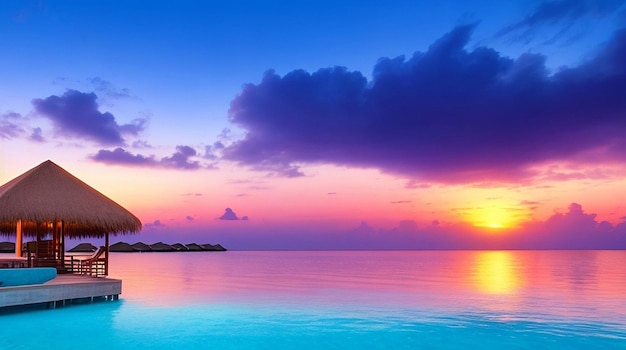 Luxury sky sunrise maldives lagoon