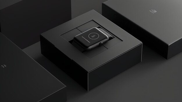 Luxury smartwatch with a sleek design The watch is presented in a black box with magnetic closure