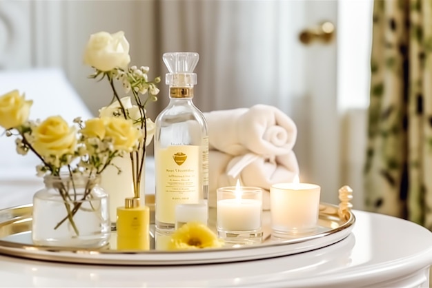Luxury spa cosmetics skincare and body care bath products generative ai