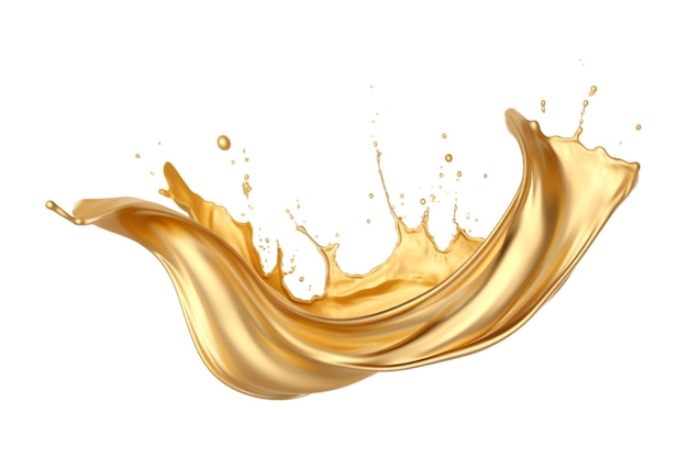 luxury sparkling golden splash waves isolated on a white background