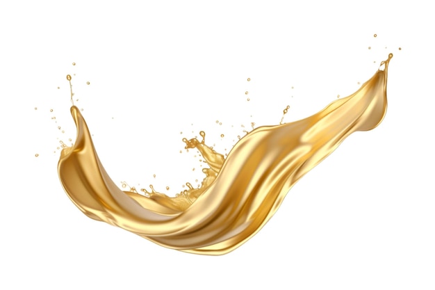 luxury sparkling golden splash waves isolated on a white background