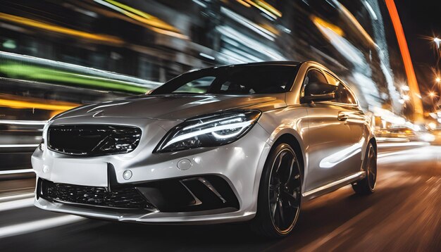 Luxury sport car on the road at night