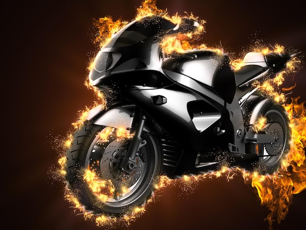 豪華なスポーツバイクが燃えている