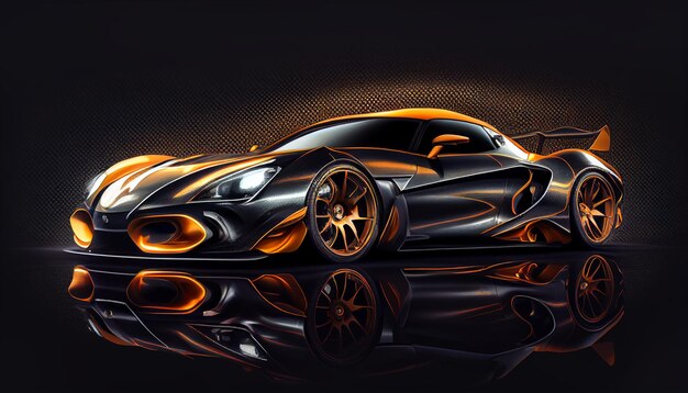 Luxury sports car on dark isolated background