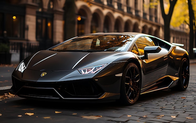 luxury sports car lamborghini audi in luxury rasturant background