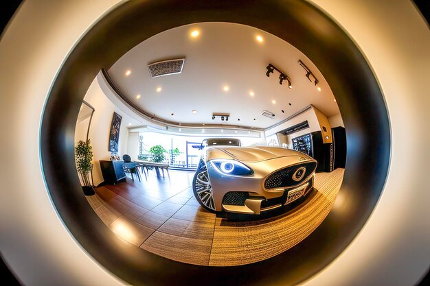 Photo luxury sports car showroom interior